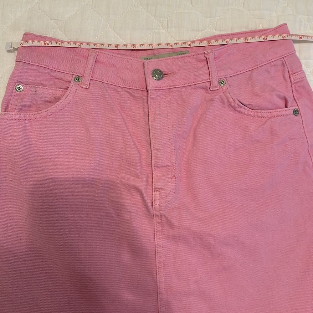 NWOT Topshop Moto Bubblegum Pink Distressed Mini Skirt Size 6 - Picture 8 of 11